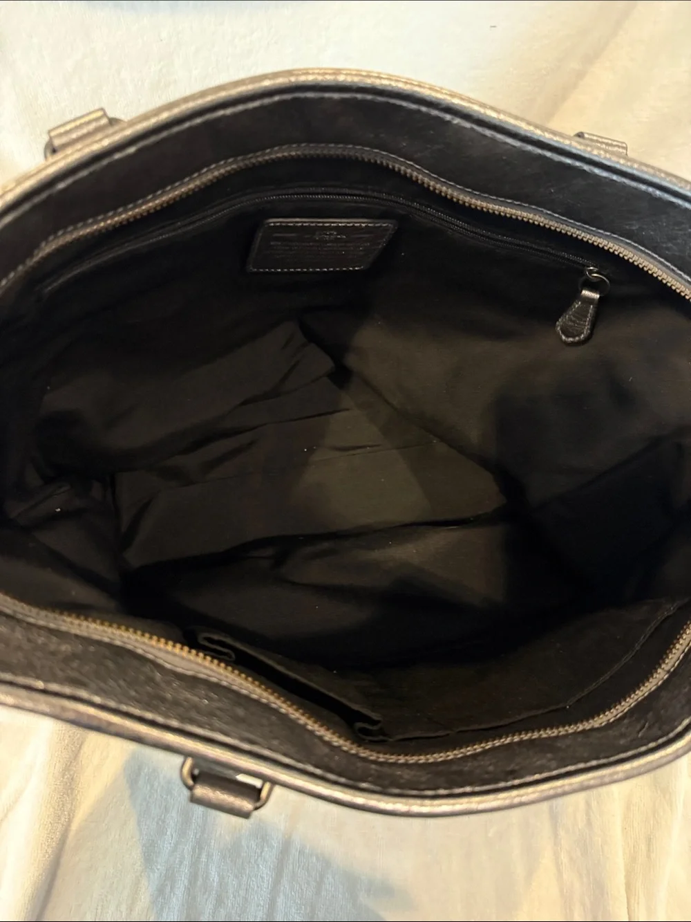 Coach Metallic Charcoal Leather Tote